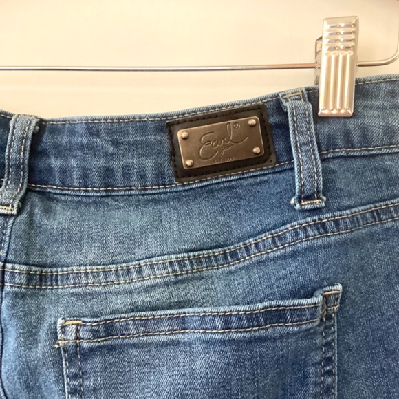Earl Womens Jeans Flounce Hem Distressed Size 6 Blue Mid Rise Flare Straight - Picture 6 of 10